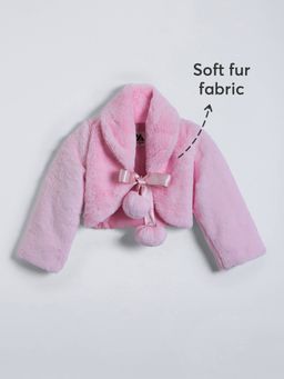 Hopscotch - Girls Pink Polyester Collar Neck Jacket