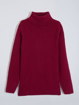 Hopscotch - Boys Pink Viscose Blend High Neck Sweater