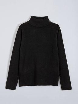 Hopscotch - Boys Black Viscose Blend High Neck Sweater