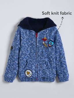 Hopscotch - Boys Blue Wool Hooded Sweater