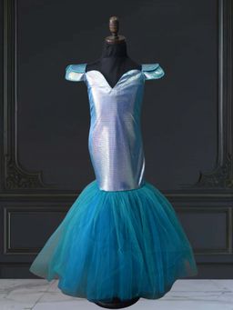 Pink Blue India - Girls Teal Net Sweetheart Gown