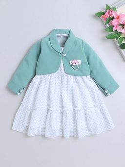 The Magic Wand - Girls Green Polyester Round Neck Dress Jacket