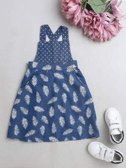 The Magic Wand - Girls Indigo Denim Shoulder Straps Dress
