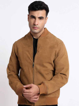 Saint G - Lorenzo Tan Leather Men Puffer Style Jackets