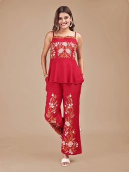 Tikhi Imli - Women Red Viscose Rayon Floral Co-ord Set