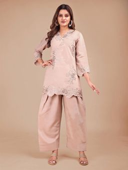 Tikhi Imli - Women Beige Silk Blend Farshi Salwar Co-Ord Set (Set of 2)