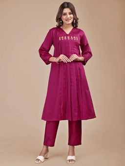 Tikhi Imli - Women Magenta Cotton Blend Floral Co-ord Set