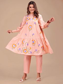 Tikhi Imli - Women Peach Pure Cotton Floral Co-ord Set