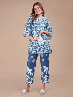 Tikhi Imli - Women Blue Cotton Blend Printed Co-ord Set