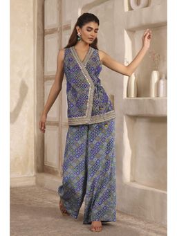 Biba - Women Blue Chanderi Printed Co-ord Set