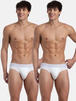 Jockey - US59 Men Super Combed Cotton Elastane Solid Brief - White (Pack of 2)