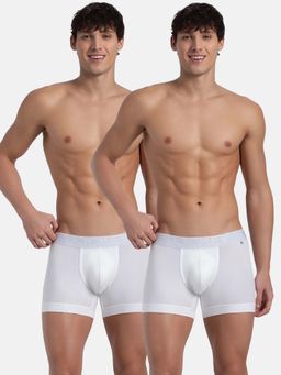 Jockey - US60 Men Super Combed Cotton Elastane Solid Trunk - White (Pack of 2)