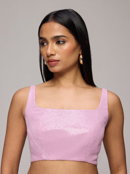 Gajra Gang - Lavender Sequins Scoop Neck Sleeveless Stitched Blouse Blushed Affair