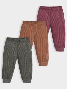 Mi Arcus - Multi-Color Solid Knitted Thermal Joggers (Pack Of 3)