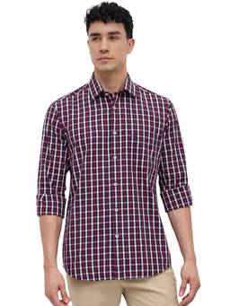 ColorPlus - Blue Pure Cotton Full Sleeves Pure Cotton Regular Fit Checks Shirt
