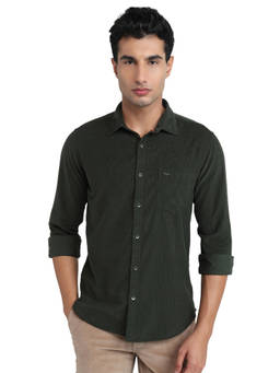 Park Avenue - Teal Pure Cotton Full Sleeves Pure Cotton Slim Fit Solid Shirt