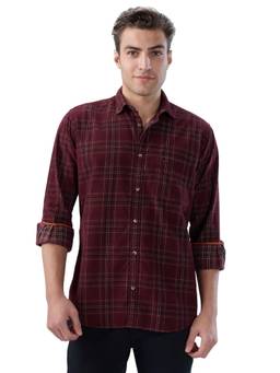 Park Avenue - Maroon Pure Cotton Full Sleeves Pure Cotton Slim Fit Checks Shirt