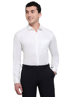 Park Avenue - White Pure Cotton Full Sleeves Pure Cotton Slim Fit Solid Shirt