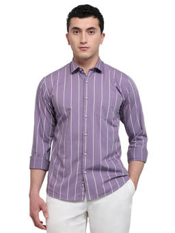 Park Avenue - Purple Pure Cotton Full Sleeves Pure Cotton Slim Fit Stripes Shirt