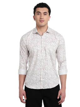 Park Avenue - White Pure Cotton Full Sleeves Pure Cotton Slim Fit Printed Shirt
