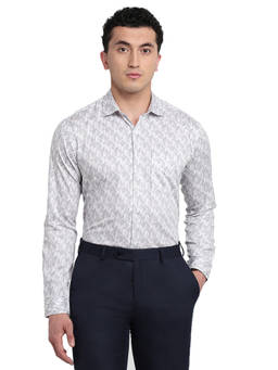 Park Avenue - White Pure Cotton Full Sleeves Pure Cotton Slim Fit Printed Shirt