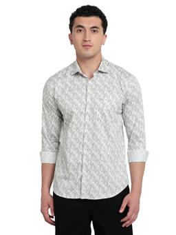Park Avenue - White Pure Cotton Full Sleeves Pure Cotton Slim Fit Printed Shirt