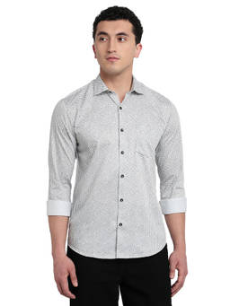 Park Avenue - White Pure Cotton Full Sleeves Pure Cotton Slim Fit Printed Shirt