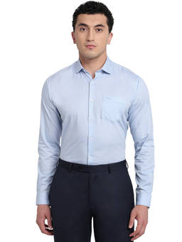Park Avenue - Blue Pure Cotton Full Sleeves Pure Cotton Slim Fit Printed Shirt