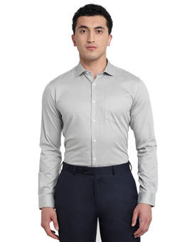 Park Avenue - Grey Pure Cotton Full Sleeves Pure Cotton Slim Fit Printed Shirt