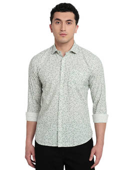Park Avenue - Green Pure Cotton Full Sleeves Pure Cotton Slim Fit Printed Shirt
