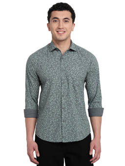 Park Avenue - Green Pure Cotton Full Sleeves Pure Cotton Slim Fit Printed Shirt