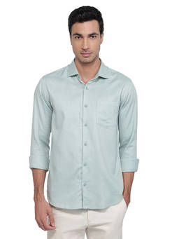 Park Avenue - Blue Cotton Blend Full Sleeves Cotton Blend Slim Fit Self Design Shirt