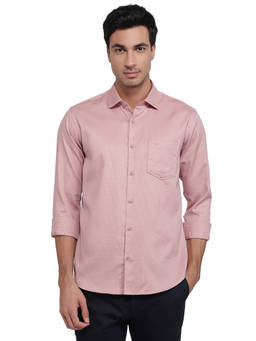 Park Avenue - Red Cotton Blend Full Sleeves Cotton Blend Slim Fit Self Design Shirt
