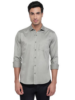 Park Avenue - Grey Cotton Blend Full Sleeves Cotton Blend Slim Fit Solid Shirt