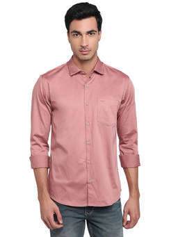 Park Avenue - Red Cotton Blend Full Sleeves Cotton Blend Slim Fit Solid Shirt