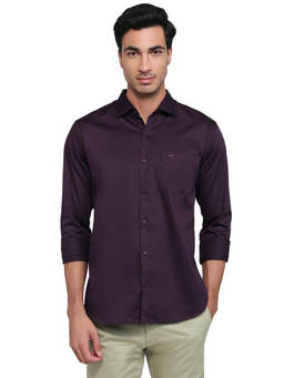 Park Avenue - Purple Cotton Blend Full Sleeves Cotton Blend Slim Fit Solid Shirt