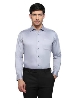 Park Avenue - Grey Cotton Lycra Full Sleeves Cotton Lycra Slim Fit Solid Shirt