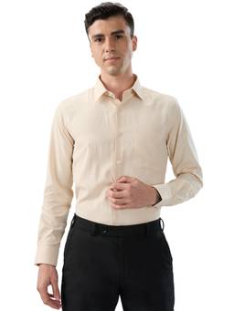 Park Avenue - Beige Cotton Blend Full Sleeves Cotton Blend Slim Fit Printed Shirt