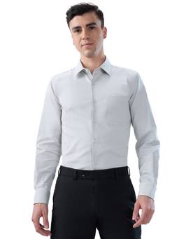 Park Avenue - Grey Cotton Lycra Full Sleeves Cotton Lycra Slim Fit Solid Shirt