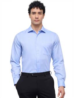 Park Avenue - Blue Pure Cotton Full Sleeves Pure Cotton Regular Fit Solid Shirt