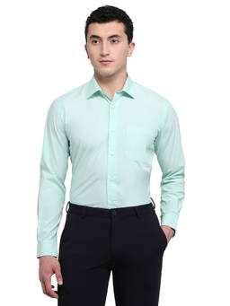 Park Avenue - Green Pure Cotton Full Sleeves Pure Cotton Regular Fit Solid Shirt