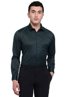 Park Avenue - Green Cotton Blend Full Sleeves Cotton Blend Regular Fit Solid Shirt