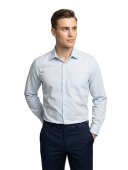 Park Avenue - Blue Pure Cotton Full Sleeves Pure Cotton Regular Fit Self Design Shirt