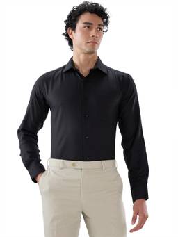 Park Avenue - Black Pure Cotton Full Sleeves Pure Cotton Regular Fit Solid Shirt