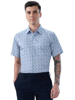 Park Avenue - Blue Pure Cotton Half Sleeves Pure Cotton Regular Fit Printed Shirt