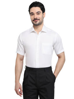 Park Avenue - White Pure Cotton Half Sleeves Pure Cotton Regular Fit Solid Shirt