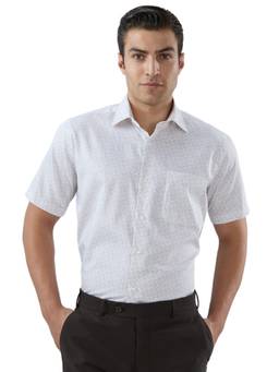 Park Avenue - White Pure Cotton Half Sleeves Pure Cotton Regular Fit Printed Shirt