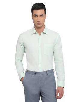 Park Avenue - Green Pure Cotton Full Sleeves Pure Cotton Slim Fit Solid Shirt