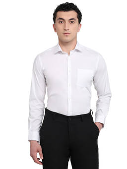 Park Avenue - White Cotton Blend Full Sleeves Cotton Blend Slim Fit Solid Shirt
