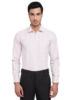 Park Avenue - White Cotton Blend Full Sleeves Cotton Blend Slim Fit Checks Shirt